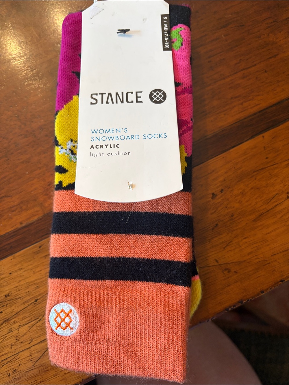 Stance Women's Pink, Yellow & Black Striped Snowboard Socks